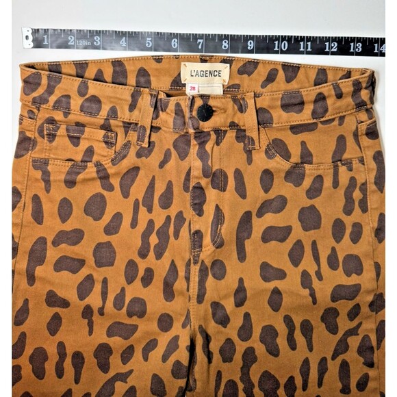 L'Agence Margot Jeans Women 28 Brown Animal Print Skinny Stretch Made in USA - Picture 6 of 11